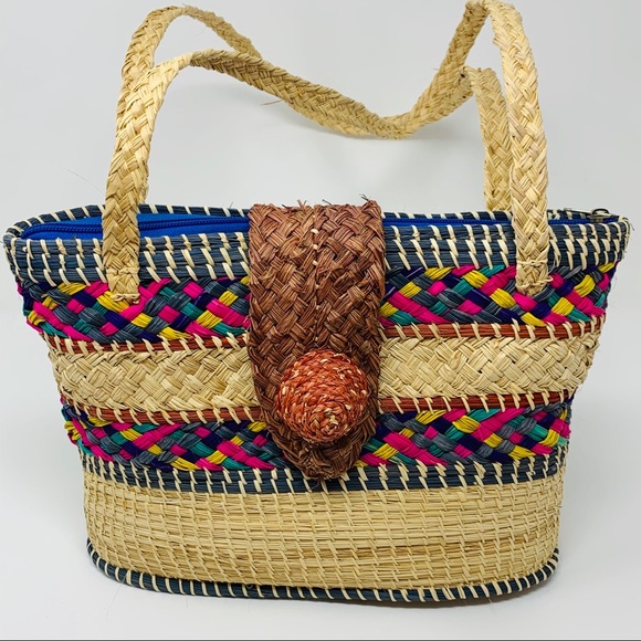 BOHO Straw Colorful Woven Purse - Picture 1 of 8